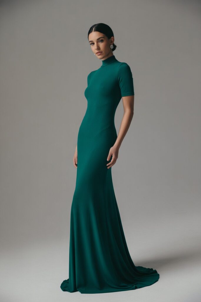 Mock Neck Jersey Gown