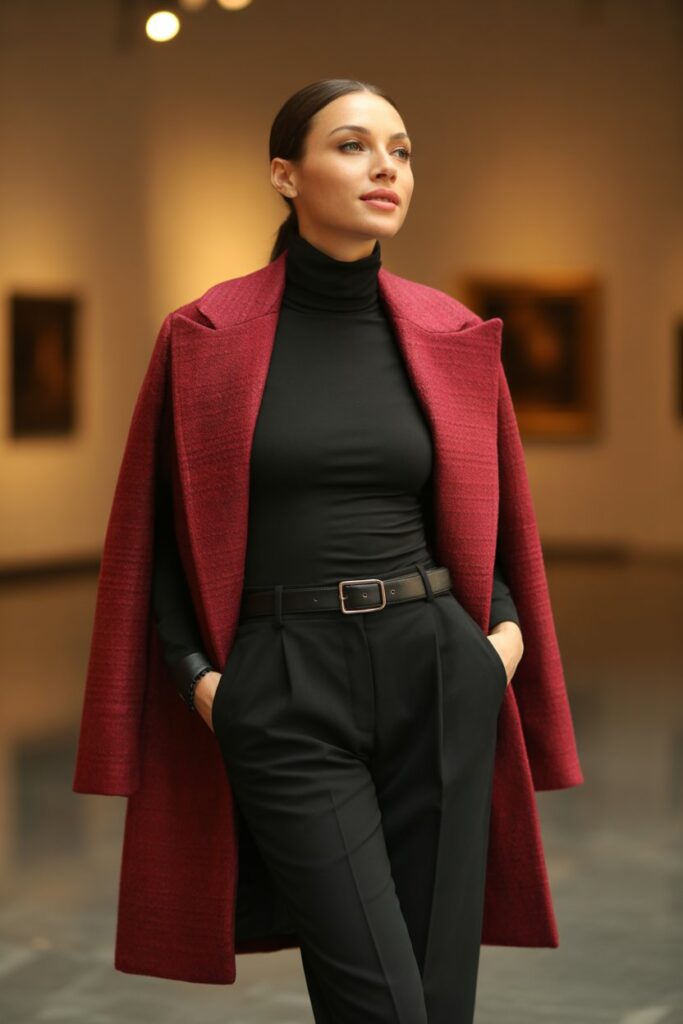 Monochrome Outfit + Statement Coat For Sleek Confidence