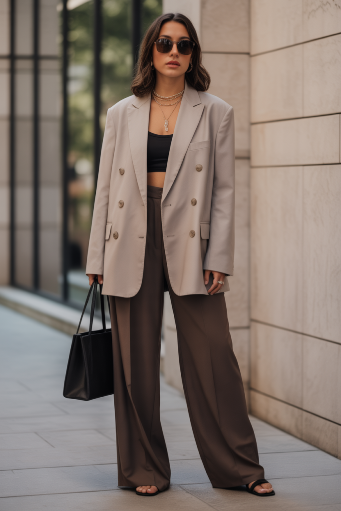 Oversized Blazer + Wide-Leg Pants For Power Chic