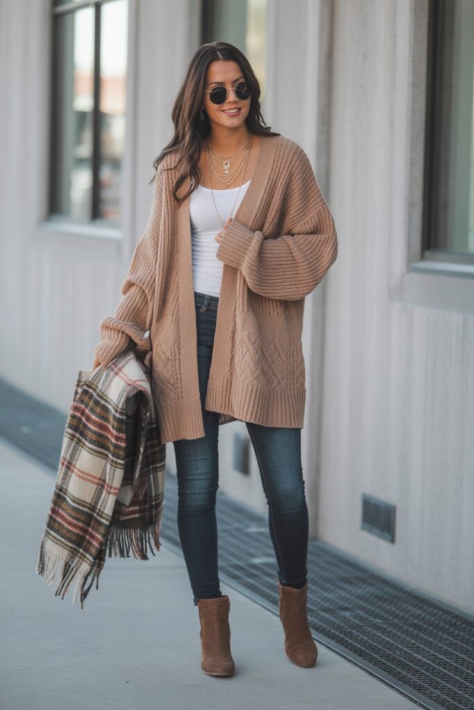 Oversized Cardigan + Skinny Jeans