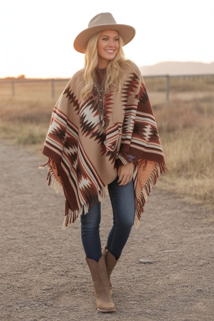 Oversized Poncho + Skinny Jeans
