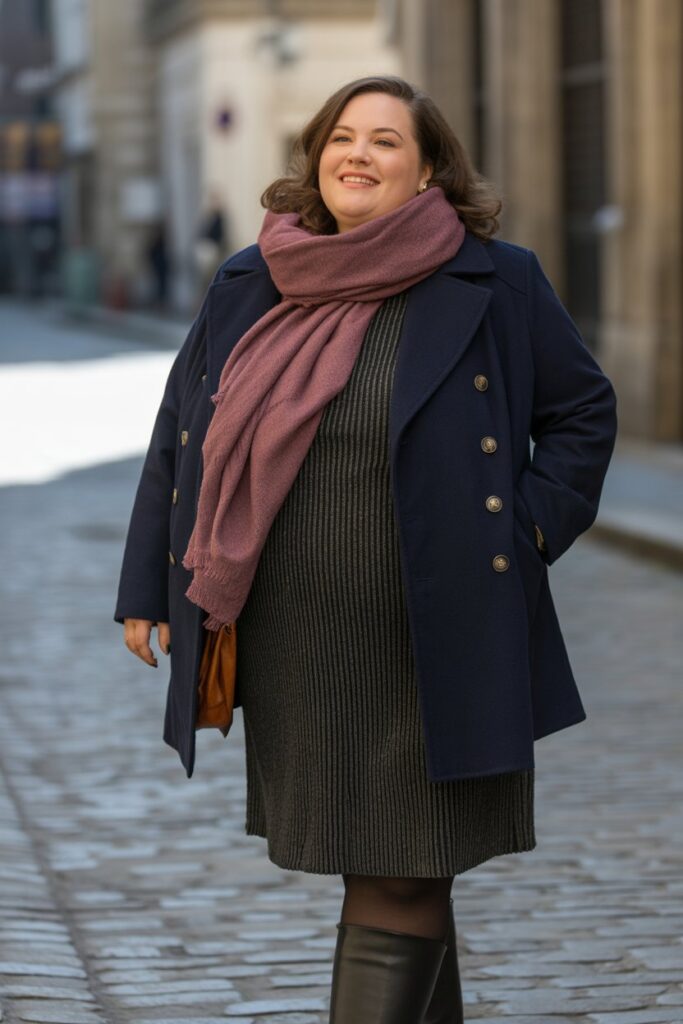 Peacoat + Knit Dress