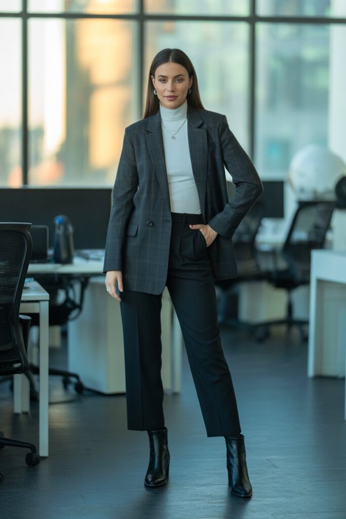 Plaid Blazer + Black Pants