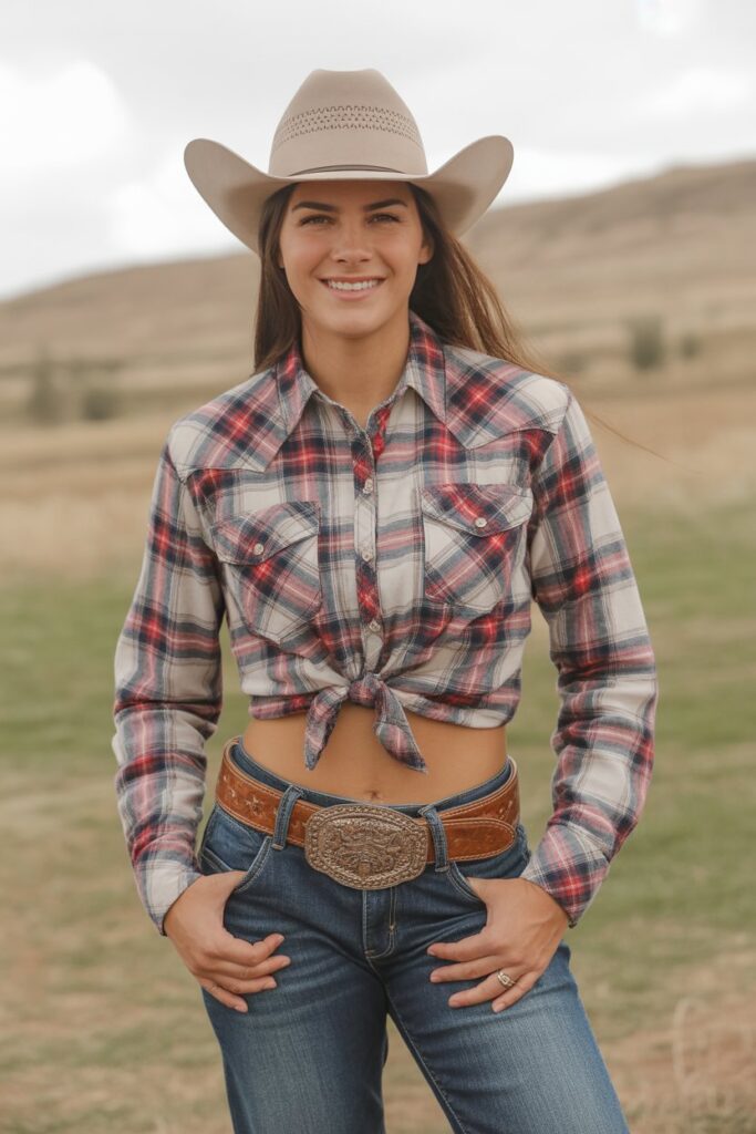 Plaid Shirt + Bootcut Jeans