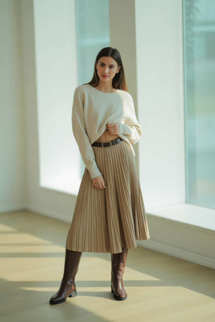 Pleated Skirt + Cropped Sweater

