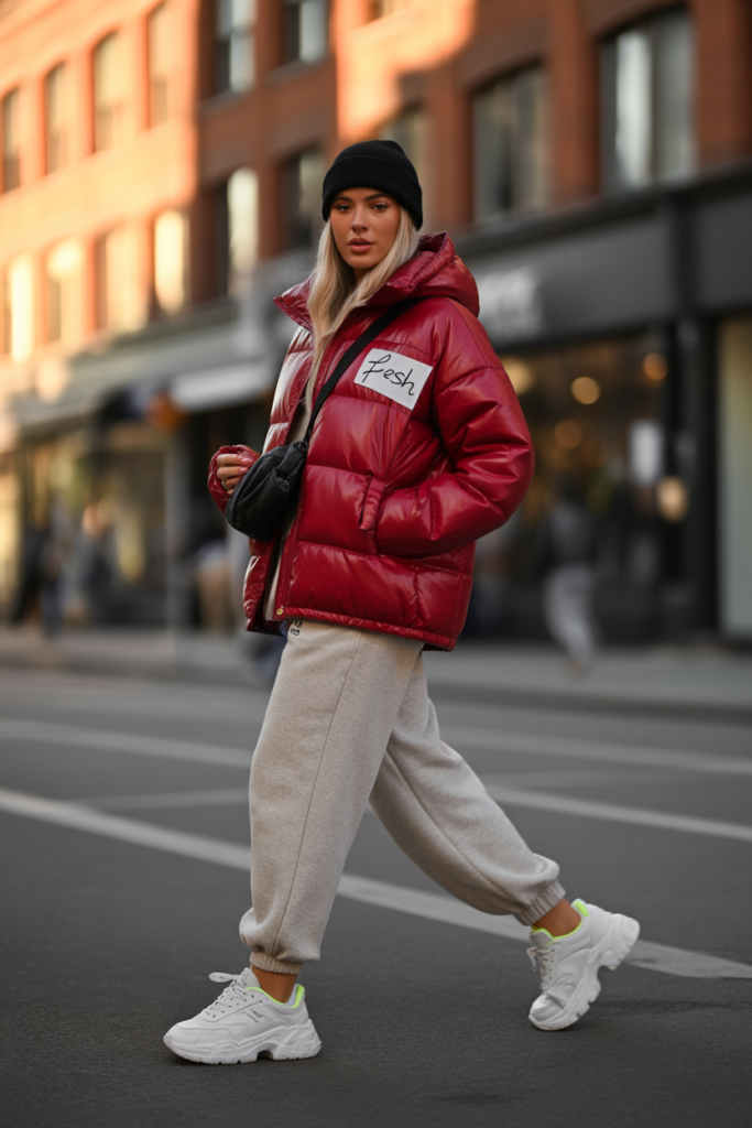 Puffer Jacket + Joggers + Chunky Sneakers