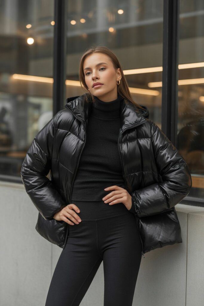 Puffer Jacket + Monochrome Base Layer
