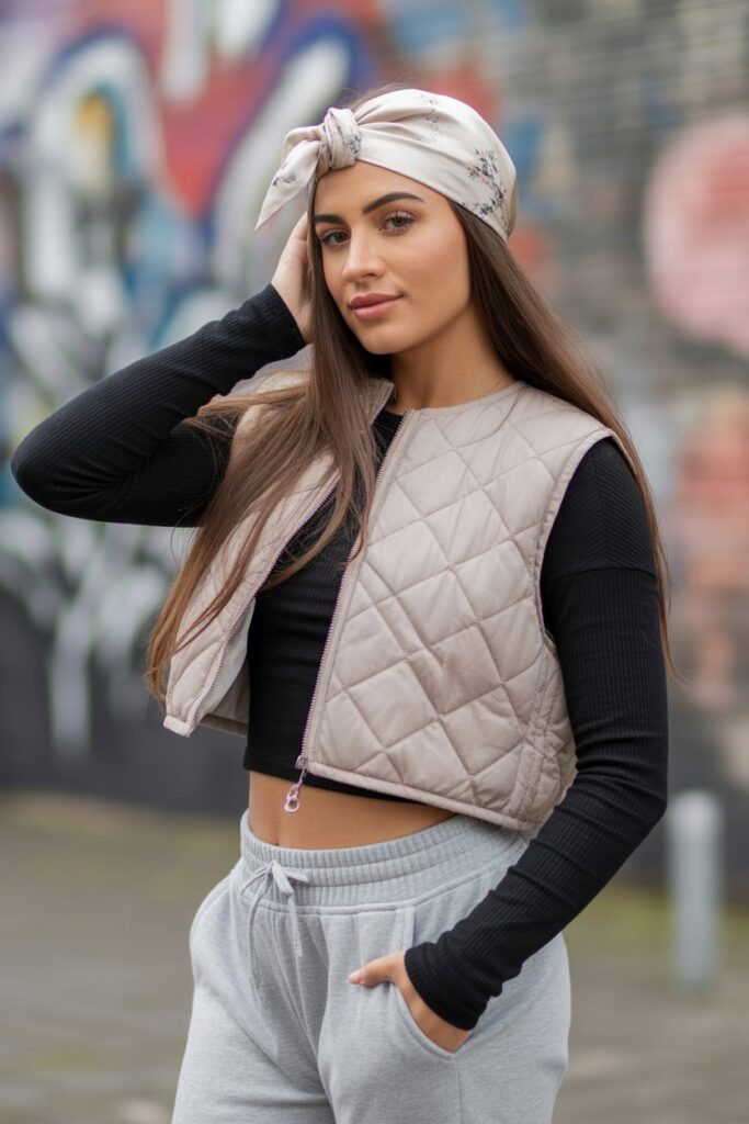 Quilted Vest + Thermal Top + Joggers