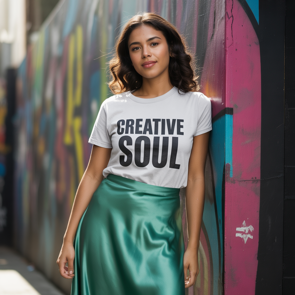 Satin Maxi Skirt with a Graphic Tee