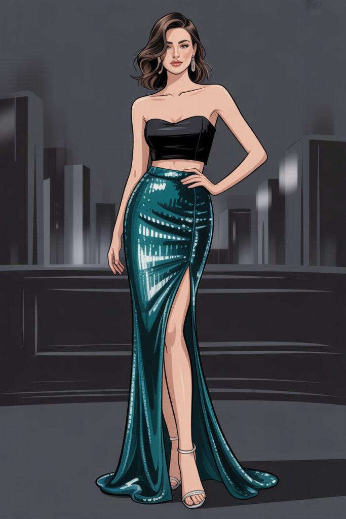 Sequin Pencil Skirt For Evening Glam