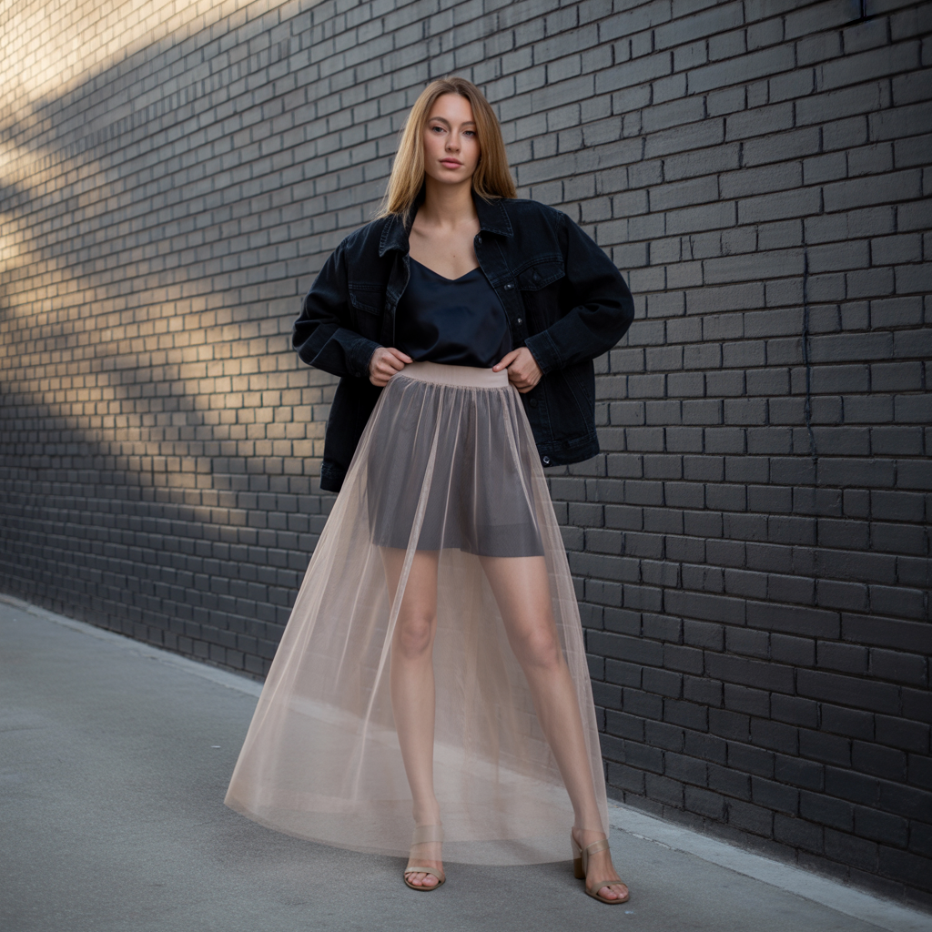 Sheer Overlay Skirt with a Slip Dress