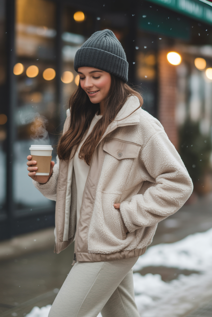 Sherpa Jacket + Joggers + Beanie