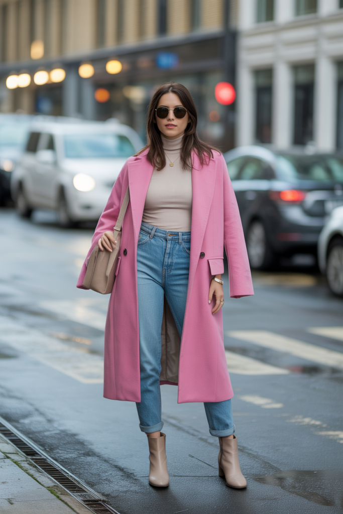 Statement Coat + Neutral Basics