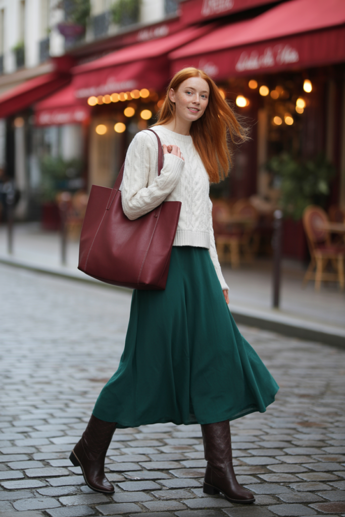 Sweater + Maxi Skirt + Boots