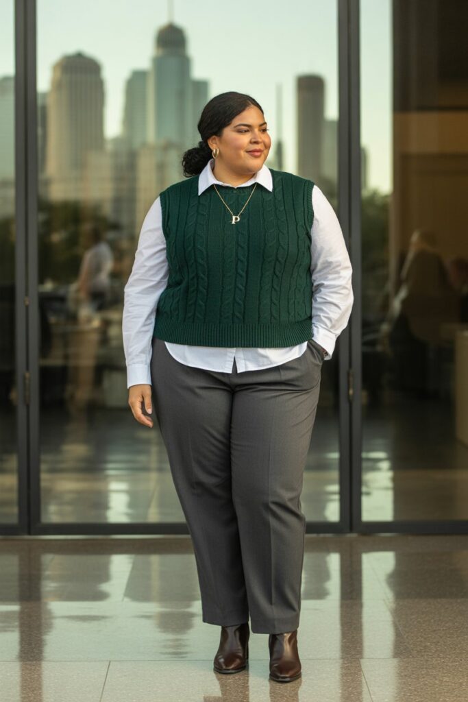 Sweater Vest + Button-Up Shirt + Trousers