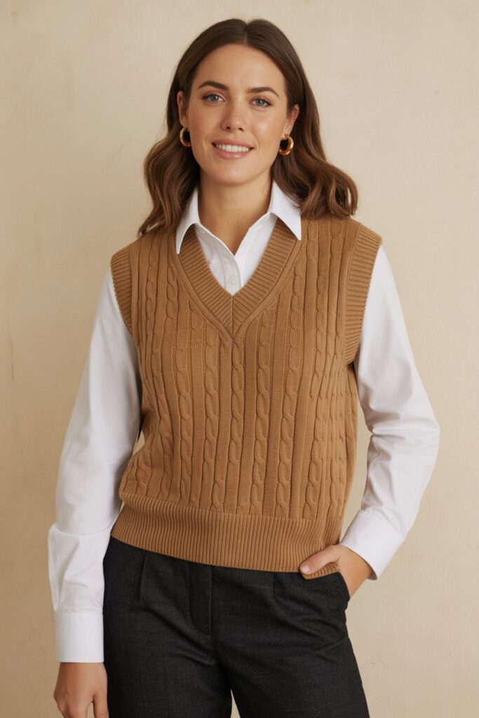 Sweater Vest + White Button-Down