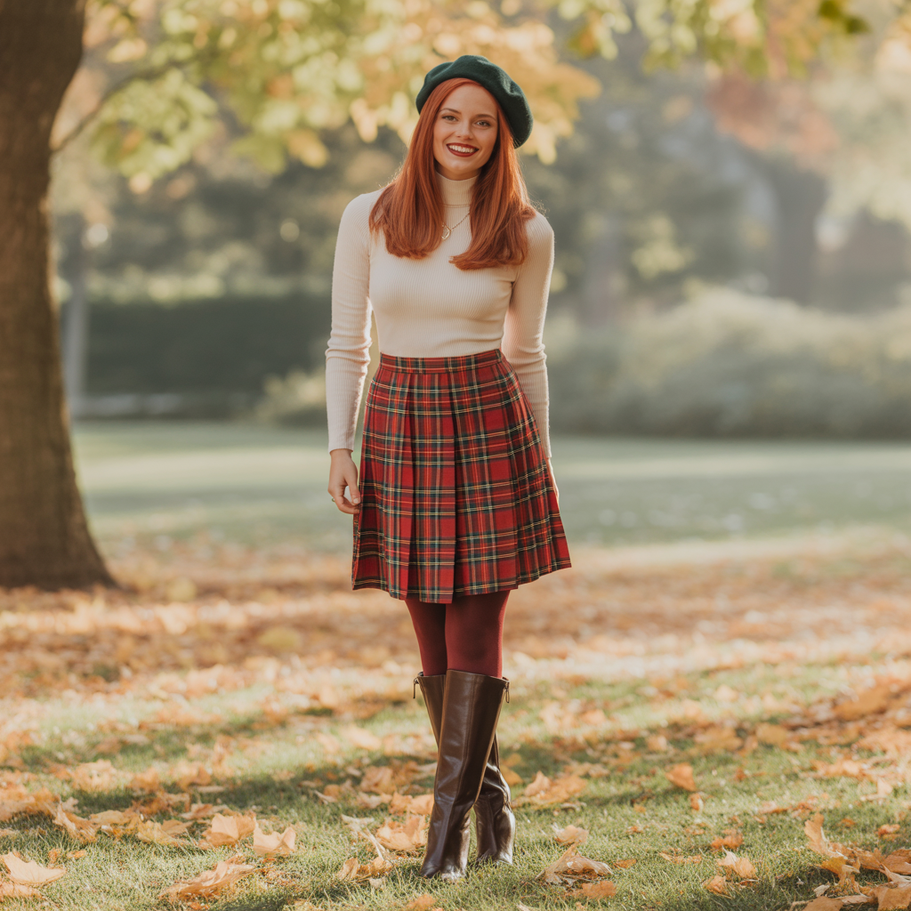 Tartan Skirt with a Turtleneck