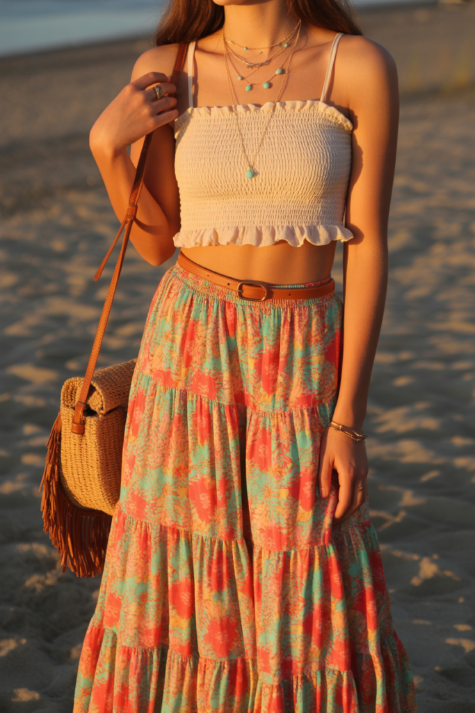 Tiered Skirt + Crop Top For Boho Summer Style
