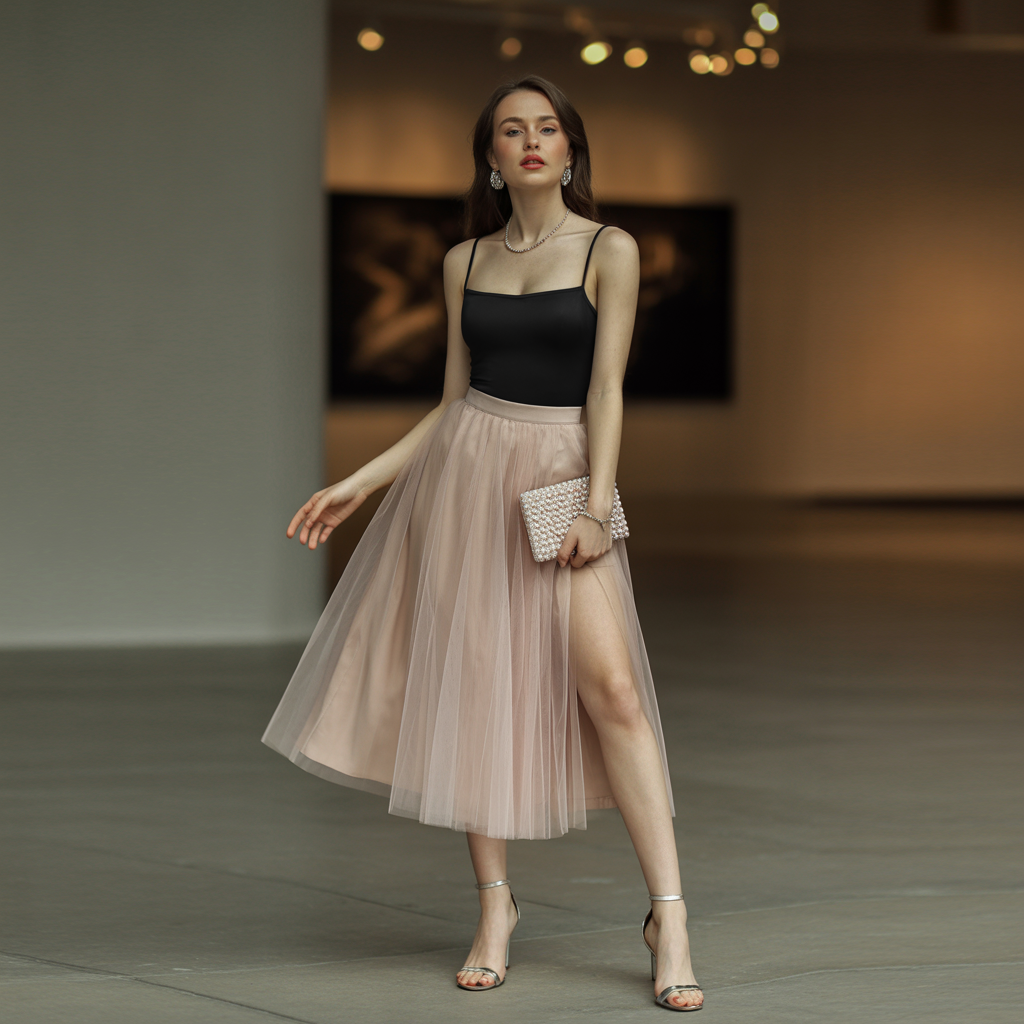 Tulle Skirt with a Fitted Bodysuit
