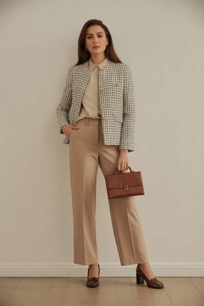 Tweed Jacket + Straight-Leg Pants