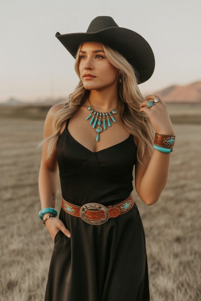 Western Belt + Black Dress