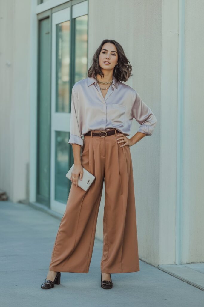 Wide-Leg Pants + Tucked Blouse