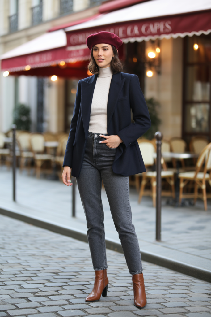 Wool Blazer + Turtleneck + Jeans