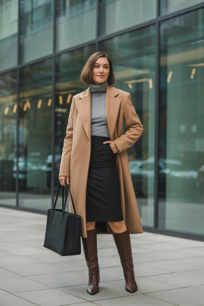 Wool Coat + Pencil Skirt Combo