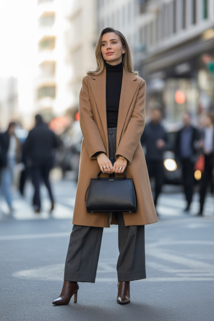 Wool Coat + Turtleneck + Tailored Trousers