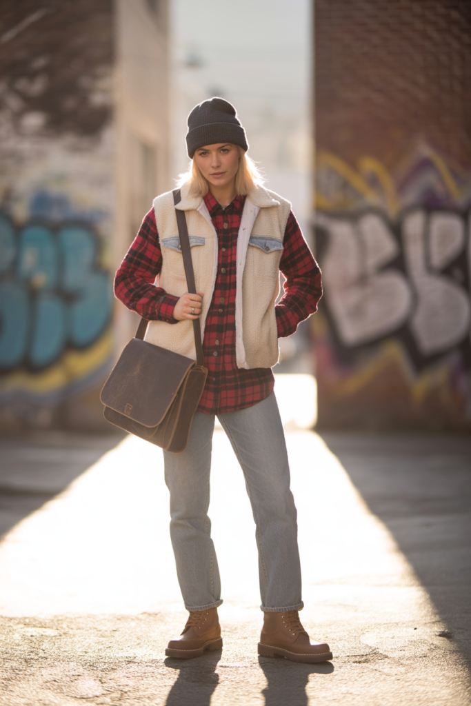 flannel shirt +sherpa west