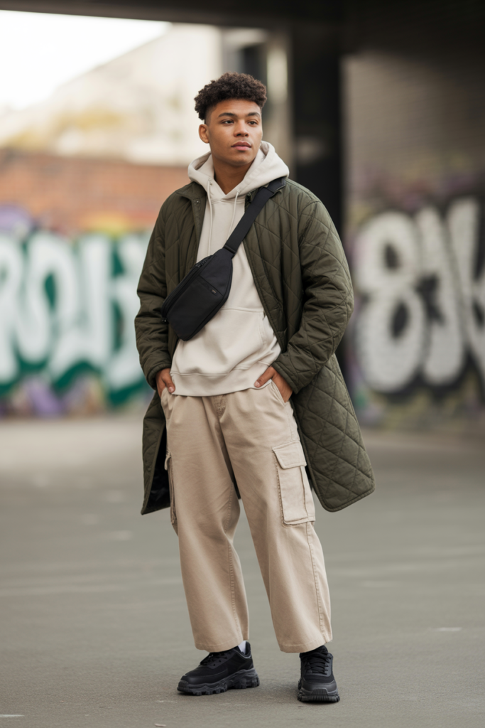 quilted coat + cargo