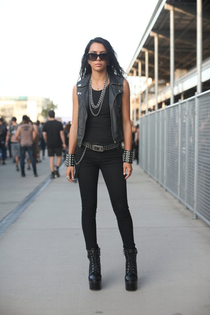 All-Black Look With Statement Accessories