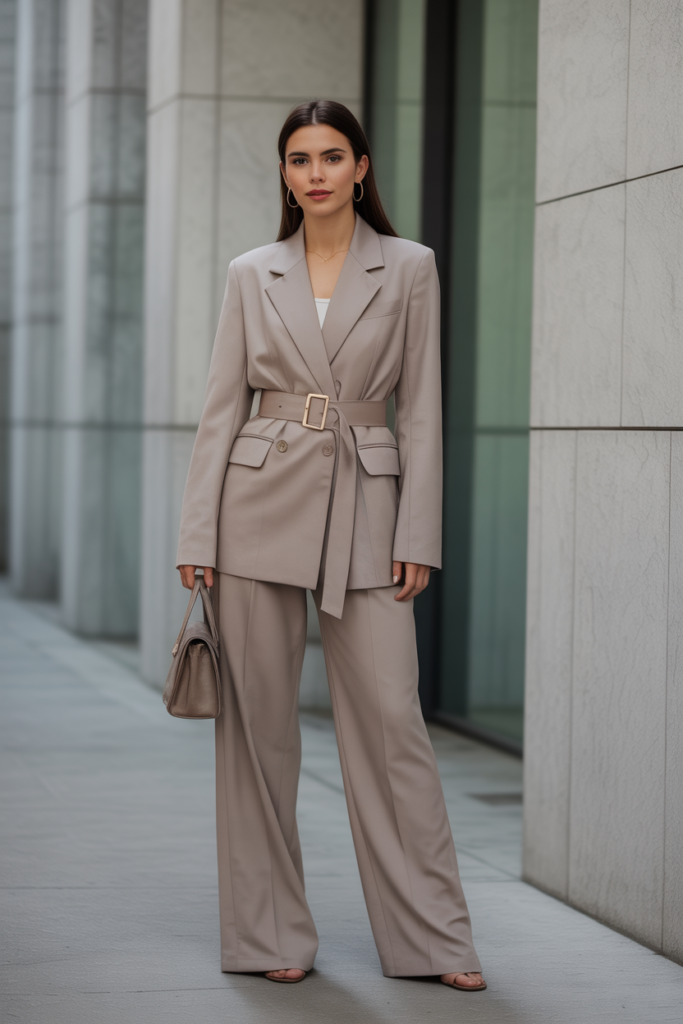 Belted Blazer + Wide-Leg Pants For Modern Flair