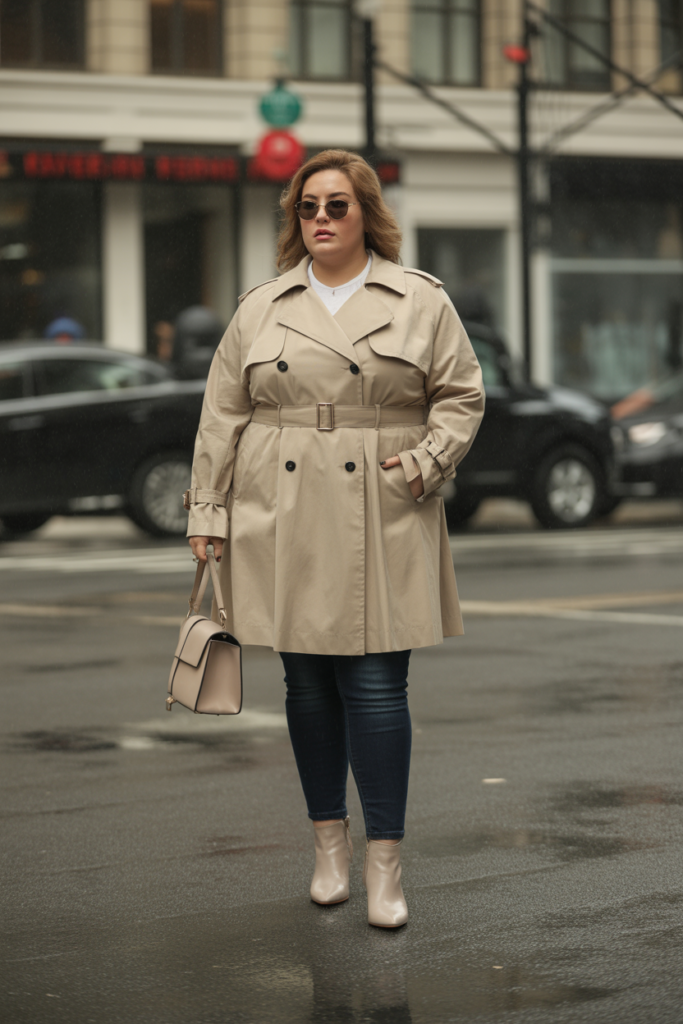 Belted Trench Coat + Jeans For Classic Chic