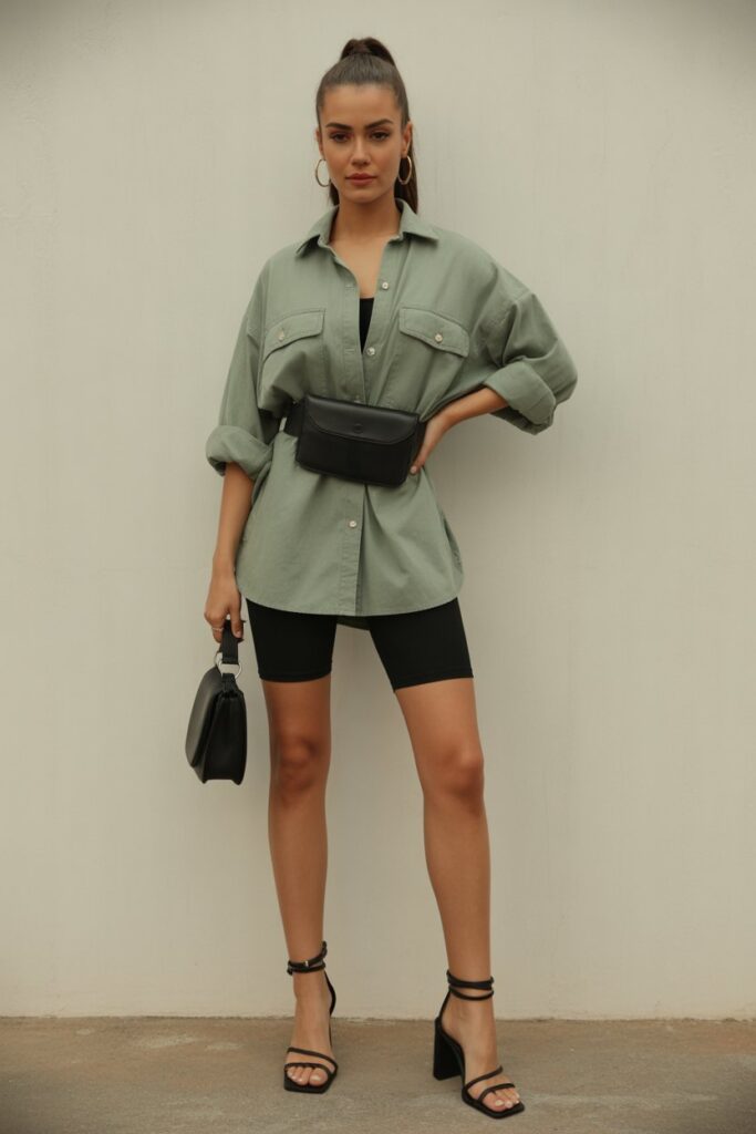 Biker Shorts + Oversized Shirt