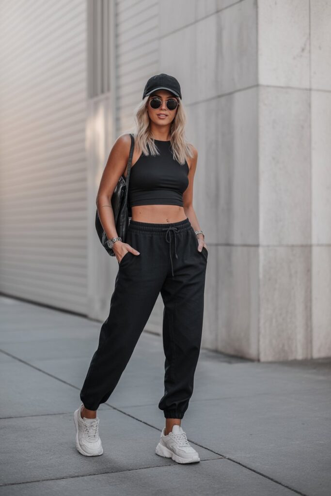 Black Crop Top + Joggers