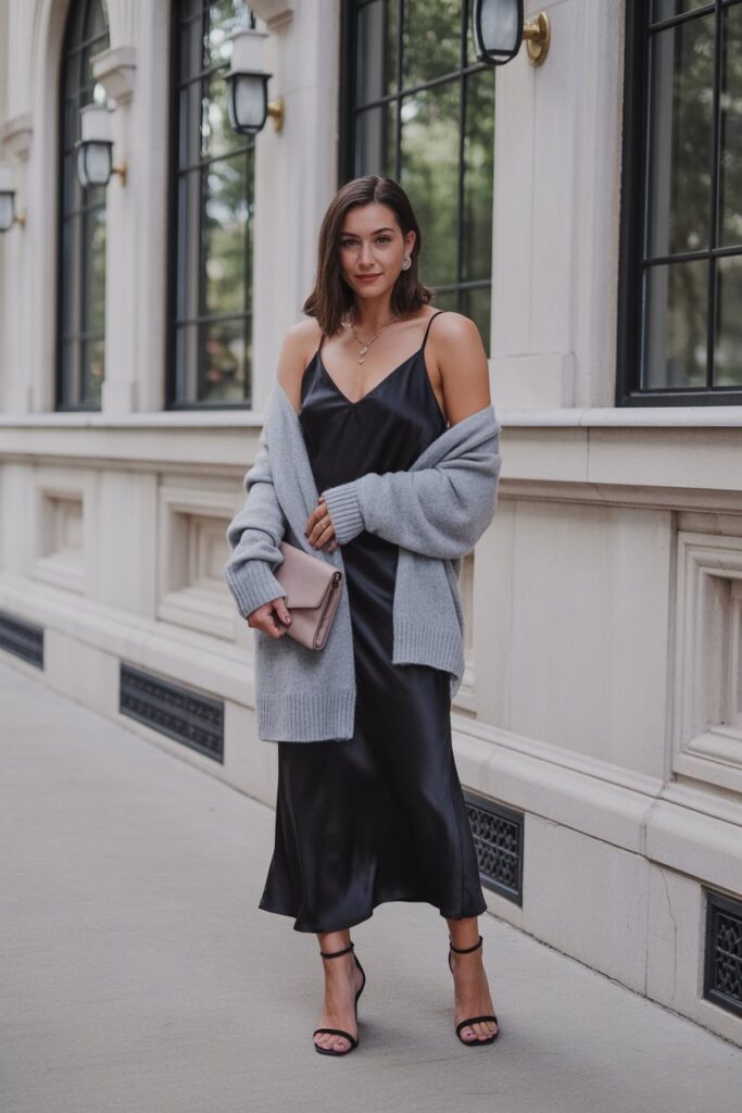 Black Satin Slip Dress