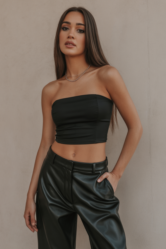 Black Tube Top + Leather Pants