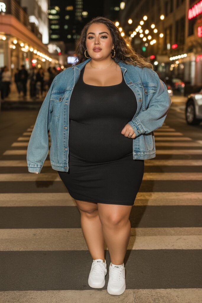 Bodycon Dress + Denim Jacket