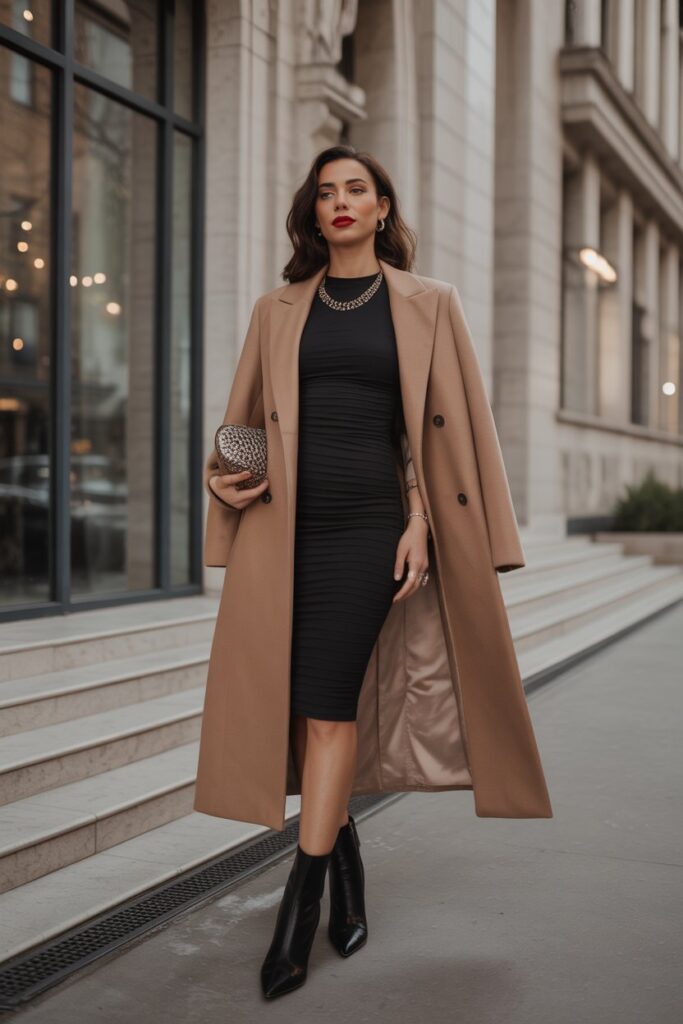 Bodycon Dress With Long Coat