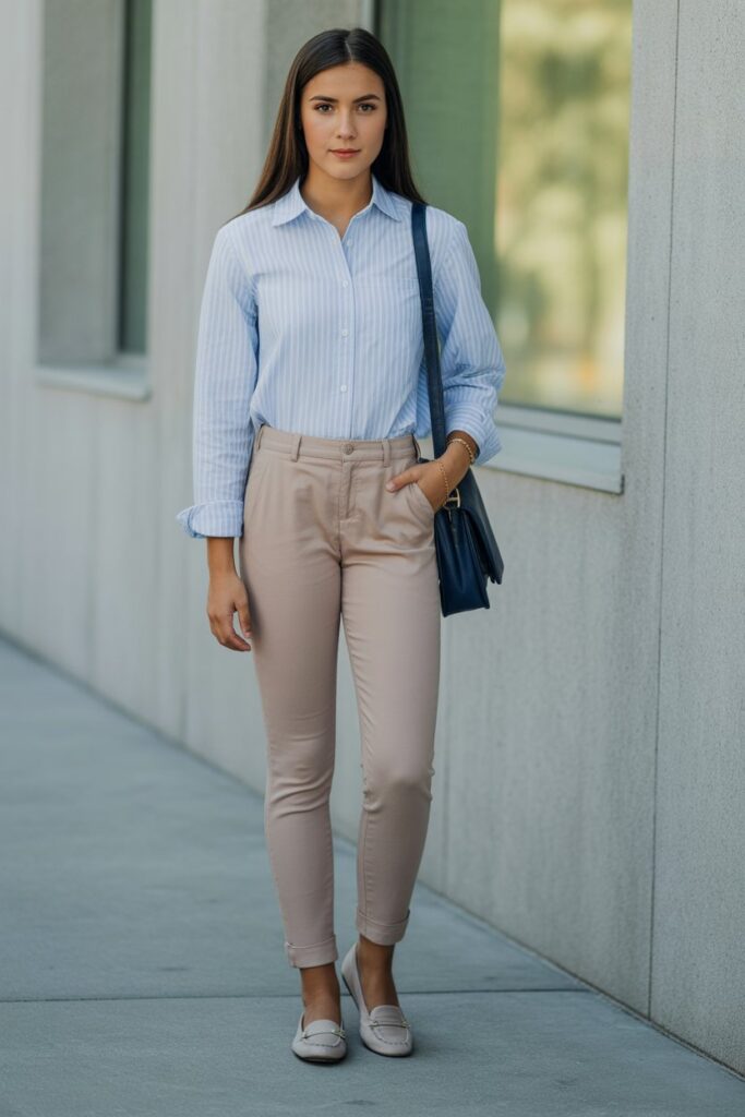 Button-Up Shirt + Slim Trousers
