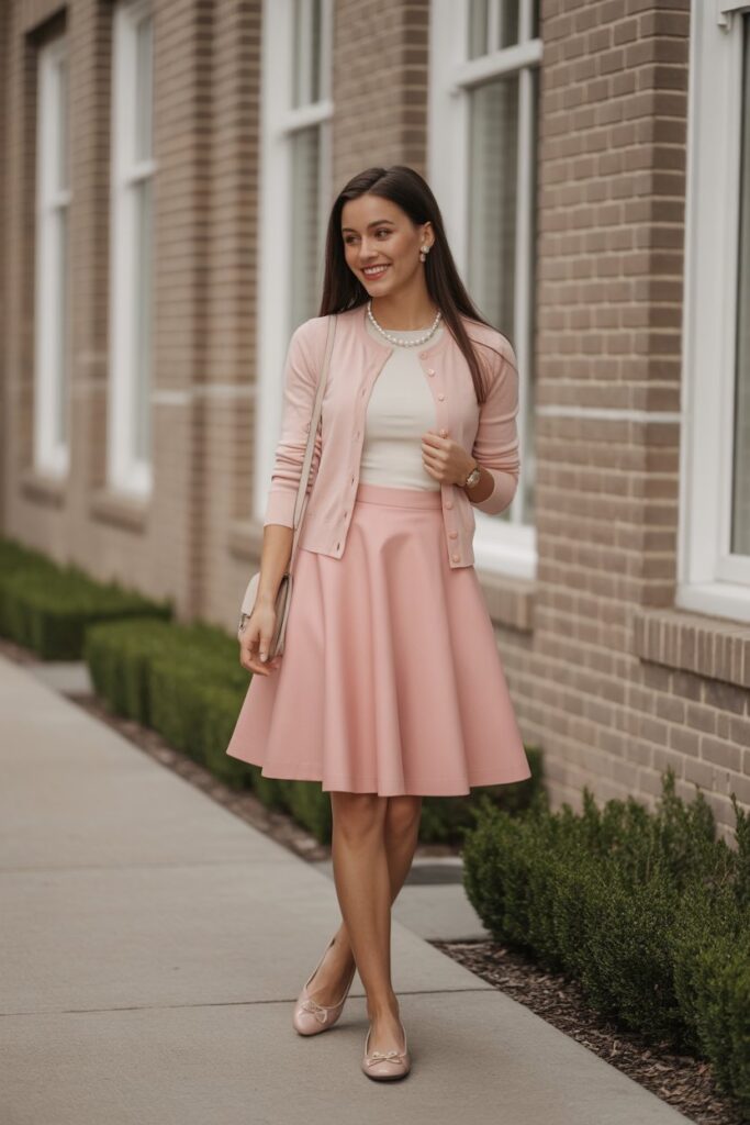 Cardigan + A-Line Skirt