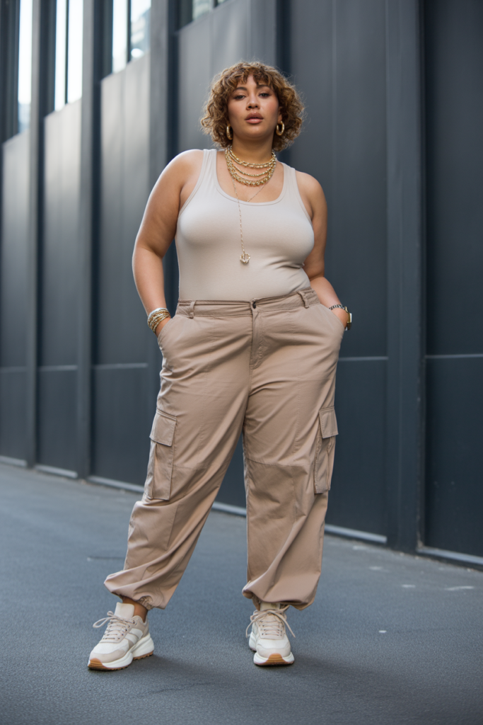 Cargo Pants + Fitted Bodysuit