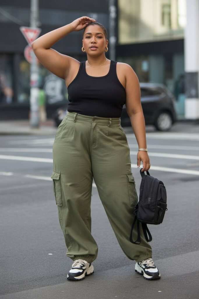 Cargo Pants + Fitted Tank For Streetwear Cool