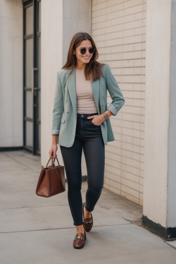 Casual Blazer + Dark Jeans