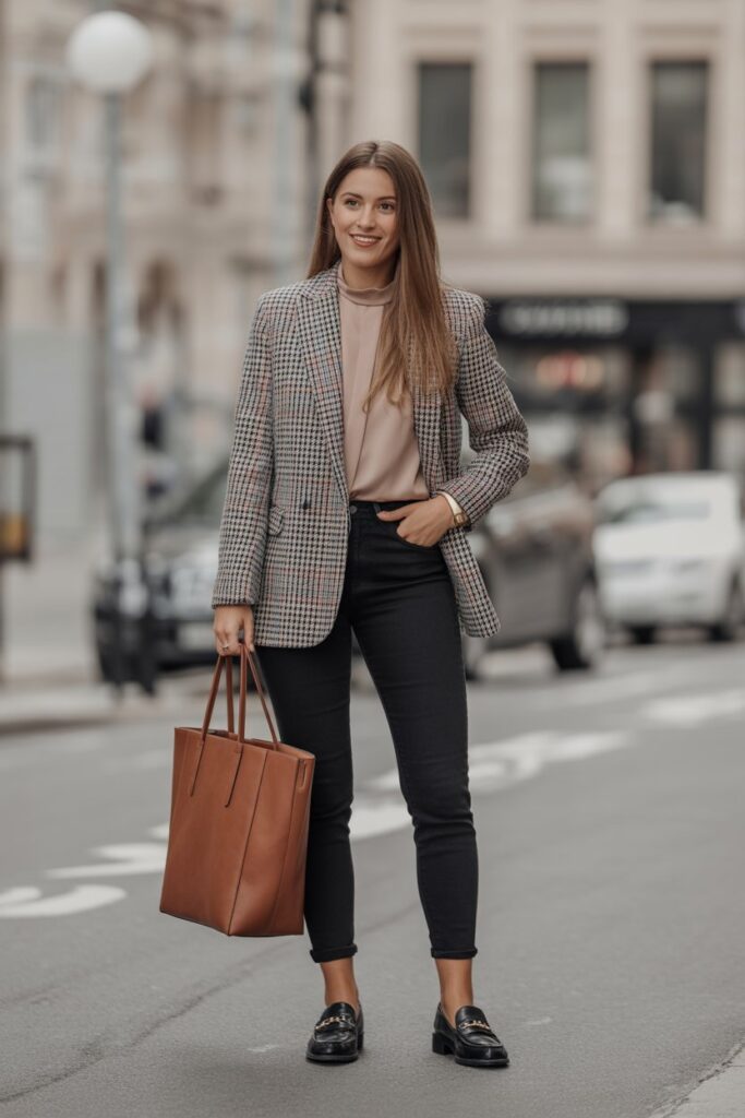 Checked Blazer + Black Jeans
