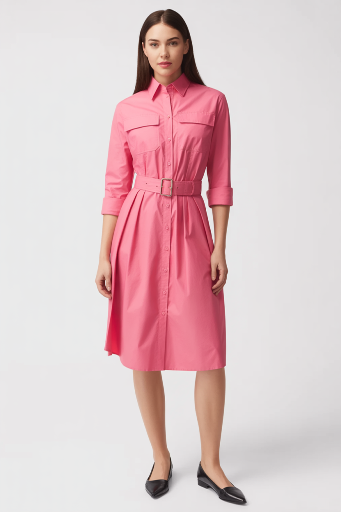 Collared Shirt Dress + Flats