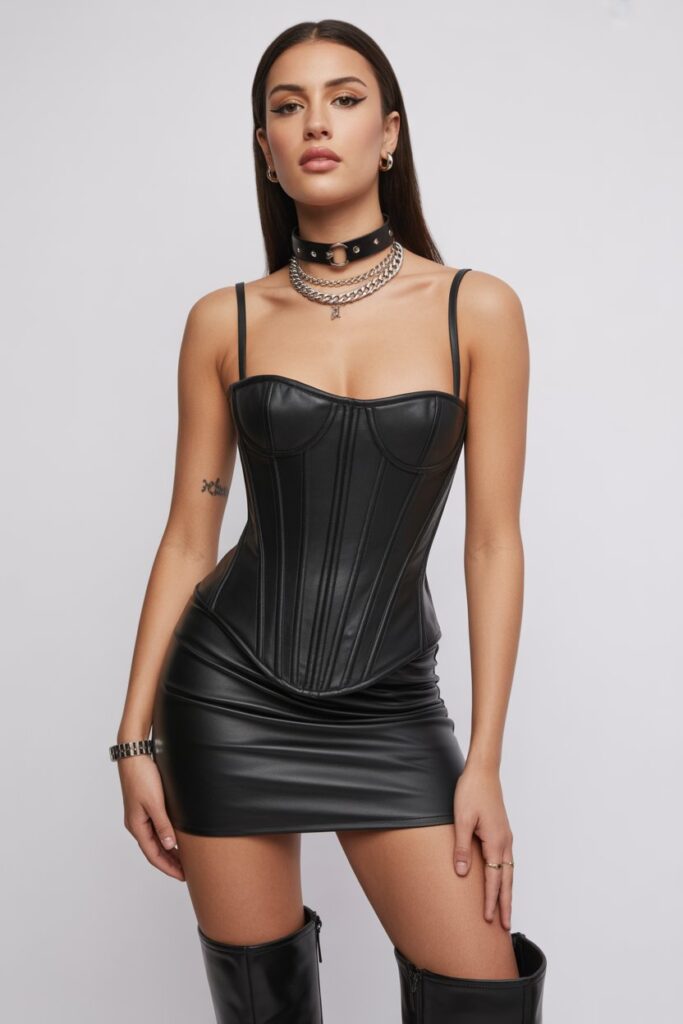 Corset Dress + Heeled Boots