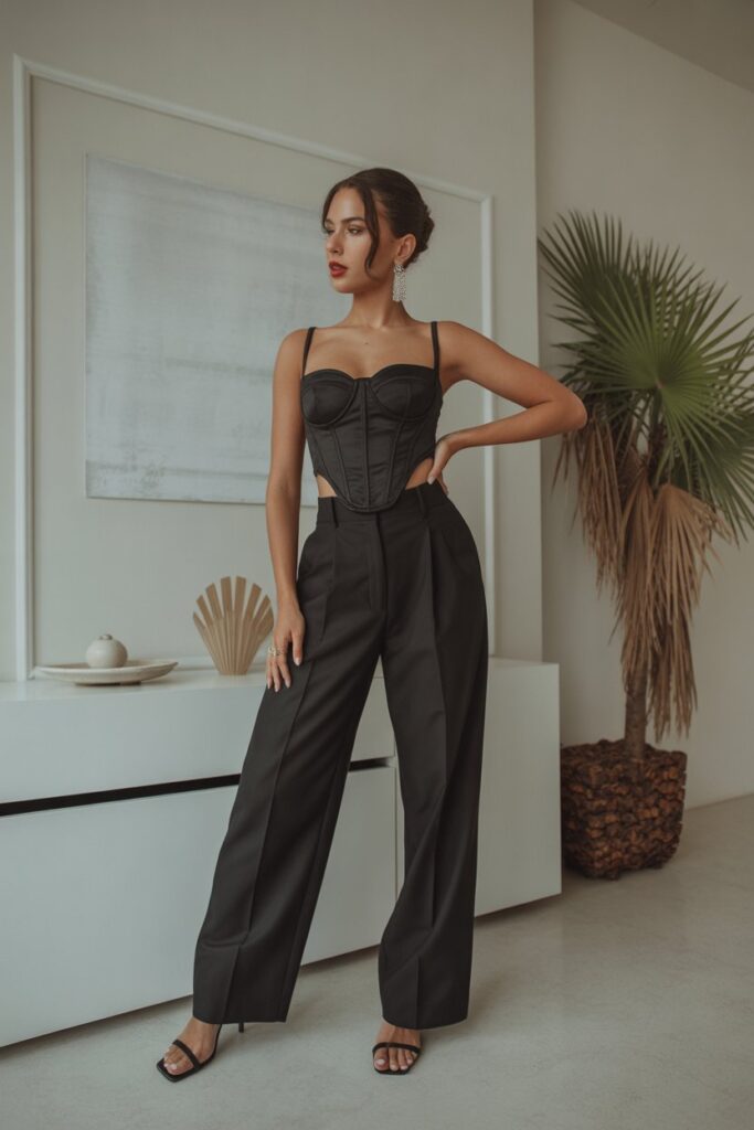 Corset Top + High-Waist Pants