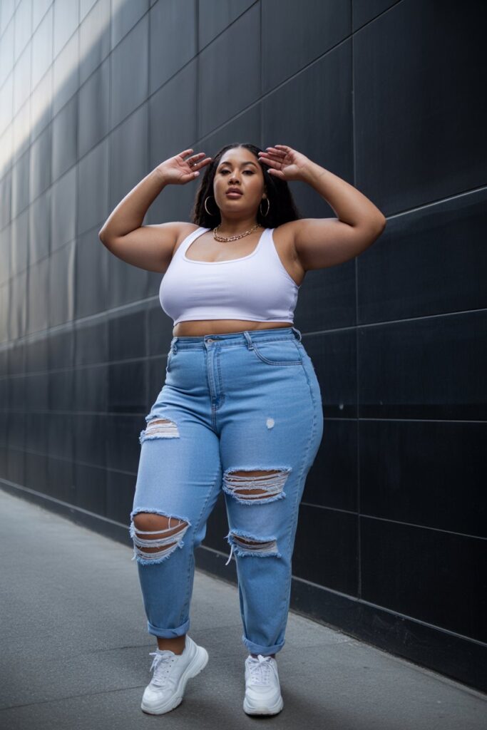 Crop Top + High-Waist Jeans